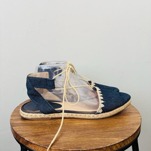 Nine West Navy Blue Canvas Unah Toe Sandals Women’s Size 9.5 - Picture 4 of 10